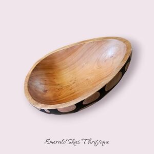 JURASSIC WORLD X ACCOMPANY Mega Feast Serving‎ Bowl Wood Dinosaur Egg free ship